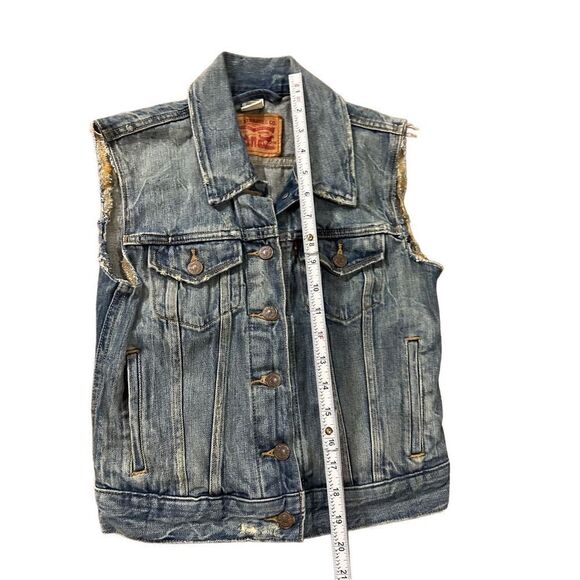 Levi’s womens trucker denim sleeveless vest jacket sz XS - Picture 5 of 8